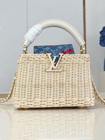 Louis vuitton original rattan&denim capucines mini M14295 white