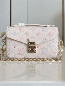 Louis vuitton original calfskin pochette metis east west handbag M25682 dream beige