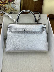 Hermes original chevre mini kelly 19 bag KG0019 argent