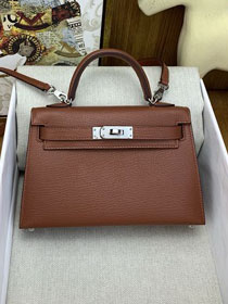 Hermes original chevre mini kelly 19 bag KG0019 havane
