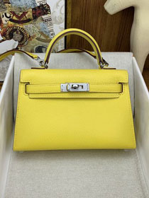 Hermes original chevre mini kelly 19 bag KG0019 jaune de naples