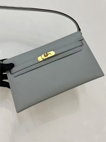 Hermes original madame leather kelly elan KE0028 blue lin