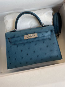 Hermes handmade genuine 100% ostrich leather kelly 19 bag K019 colvert