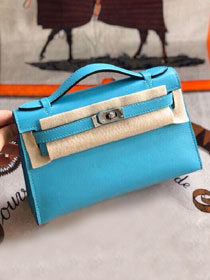 Hermes original swift leather mini kelly 22 clutch K0012 blue du nord