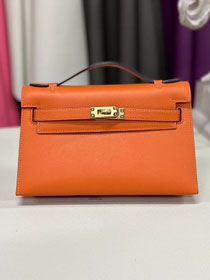 Hermes original swift leather mini kelly 22 clutch K0012 orange