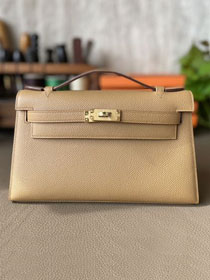 Hermes original epsom leather mini kelly 22 clutch K012 biscuit