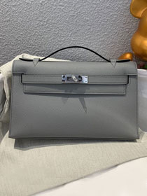 Hermes original epsom leather mini kelly 22 clutch K012 grey mouette