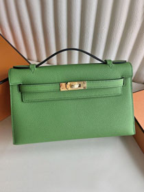 Hermes original epsom leather mini kelly 22 clutch K012 vert yucca