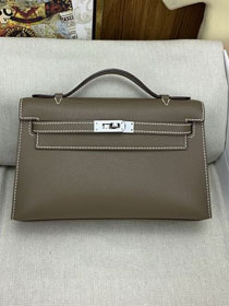 Hermes original swift leather mini kelly 22 clutch K0012 grey etoupe
