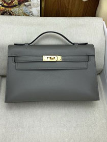 Hermes original swift leather mini kelly 22 clutch K0012 grey meyer