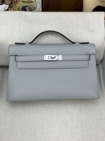 Hermes original swift leather mini kelly 22 clutch K0012 grey mouette