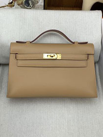 Hermes original swift leather mini kelly 22 clutch K0012 latte