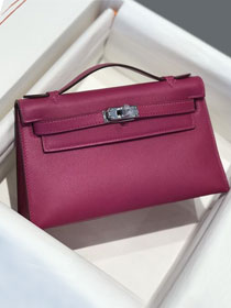 Hermes original swift leather mini kelly 22 clutch K0012 rose purple