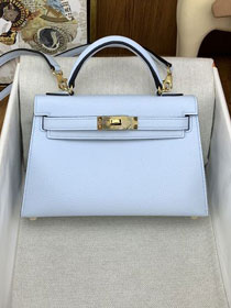 Hermes original epsom leather mini kelly 19 bag K0019 azur