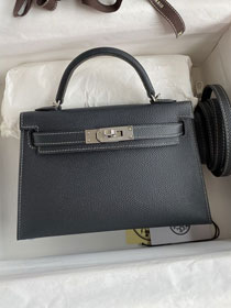 Hermes original epsom leather mini kelly 19 bag K0019 graphite