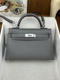 Hermes original epsom leather mini kelly 19 bag K0019 grey meyer