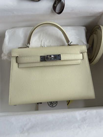 Hermes original epsom leather mini kelly 19 bag K0019 jaune milton