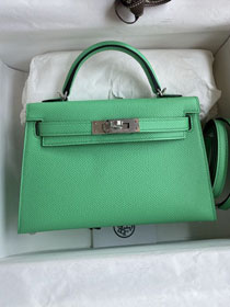 Hermes original epsom leather mini kelly 19 bag K0019 vert comics