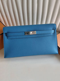 Hermes original chevre leather kelly elan KE0028-5 blue frida