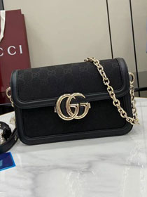 GG original denim go small shoulder bag 826761 black