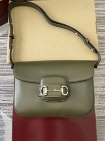 GG original calfskin 1955 horsebit shoulder bag 815178 green