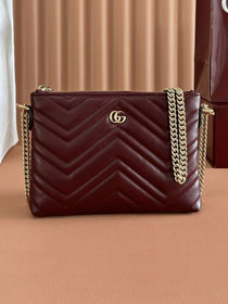 GG original calfskin marmont chain pouch 837742 bordeaux