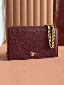 GG original calfskin marmont wallet on chain 497985 bordeaux