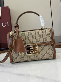 GG original fabric padlock small top handle bag 838999 brown