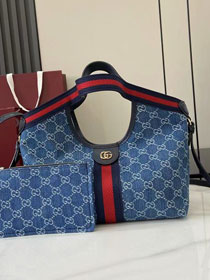 GG original denim giglio small tote bag 860845 blue