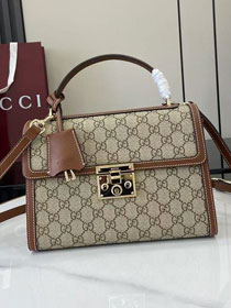 GG original fabric padlock medium top handle bag 838998 brown