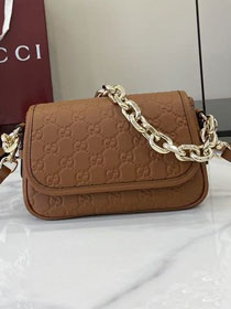 GG original calfskin emblem small shoulder bag 847448 brown