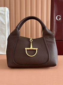 GG original calfskin softbit medium top handle bag 837467 dark brown