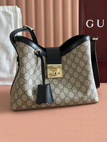 GG original fabric medium padlock shoulder bag 839021 black