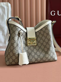 GG original fabric medium padlock shoulder bag 839021 white