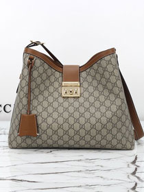 GG original fabric padlock large shoulder bag 839020 brown
