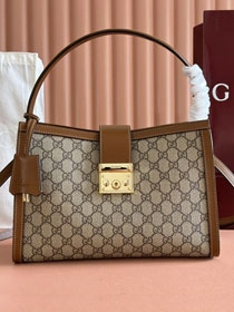 GG original fabric padlock large top handle bag 838991 brown	