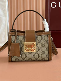 GG original fabric padlock small top handle bag 841653 brown