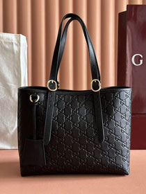 GG original calfskin emblem medium tote bag 847456 black
