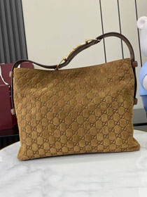 GG original suede calfskin beatrix medium tote bag 850926 brown