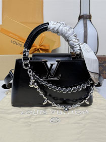 Louis vuitton original calfskin capucines east-west mini handbag M25473 black