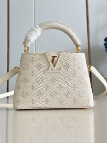 Louis vuitton original calfskin capucines mini handbag M14389 white