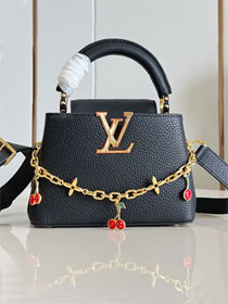 Louis vuitton original calfskin capucines mini handbag M25903 black
