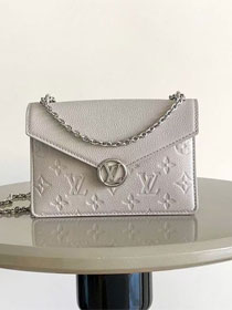 Louis vuitton original calfskin wallet on chain rosy M13570 brume