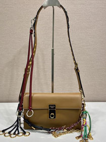 Prada original soft calfskin sound small shoulder bag 1BD379 brown