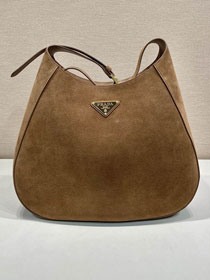 Prada original suede calfskin large cleo bag 1BC181 brown