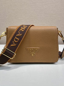 Prada original calfskin small shoulder bag 1BD314 brown