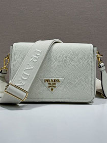 Prada original calfskin small shoulder bag 1BD314 white
