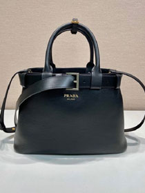 Prada original calfskin tote bag with belt 1BA434 black