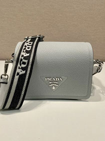 Prada original calfskin small shoulder bag 1BD332 light grey