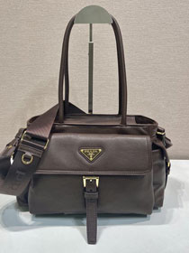 Prada original lambskin explore medium tote bag 1BG596 dark brown